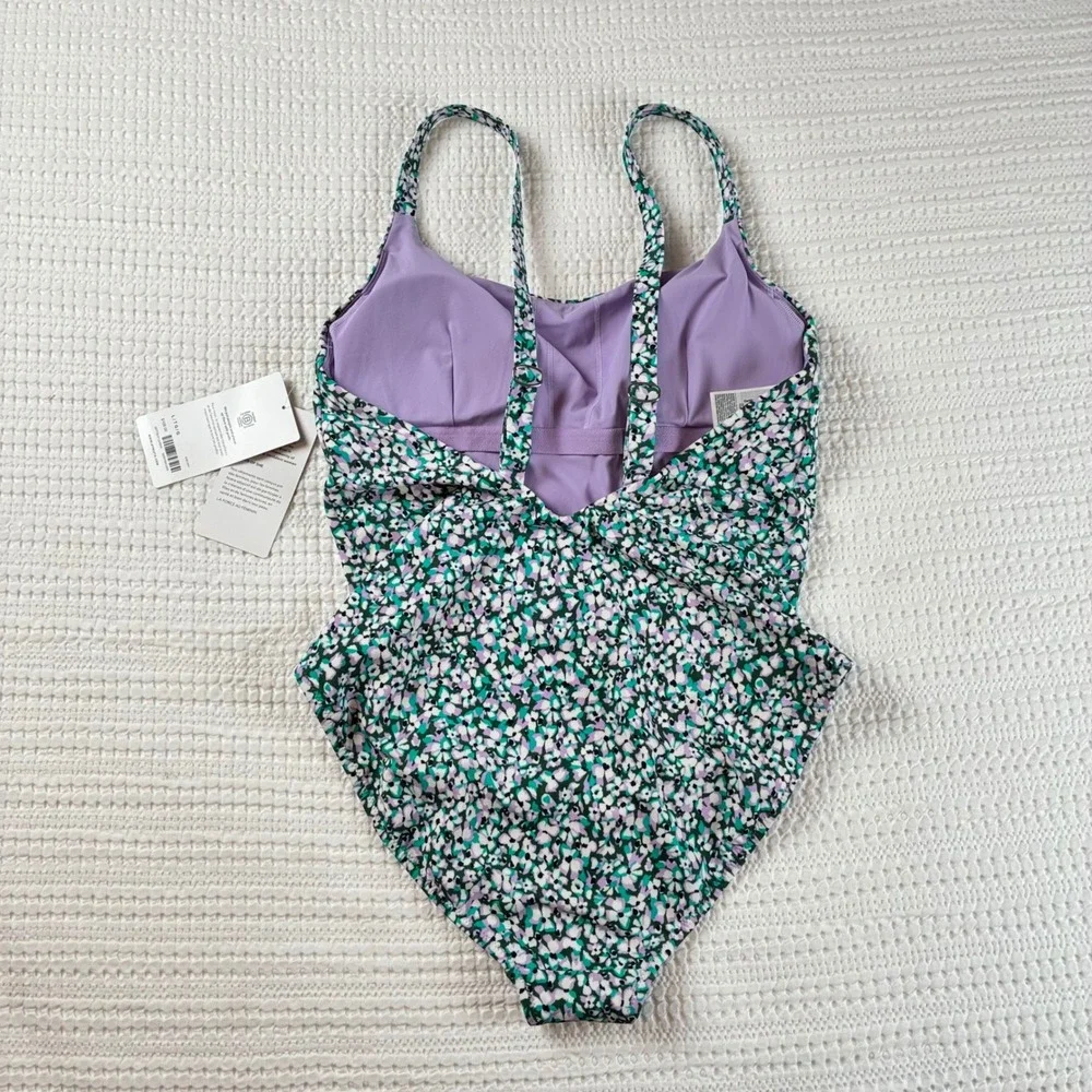 NWT‎ Athleta Hermosa One Piece Women L T Floral Medium Coverage Beach Pool Swim